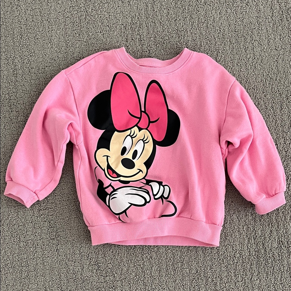 🩷 5T Pink Minnie Mouse Kids Sweatshirt Girls Disney Sweater Cute